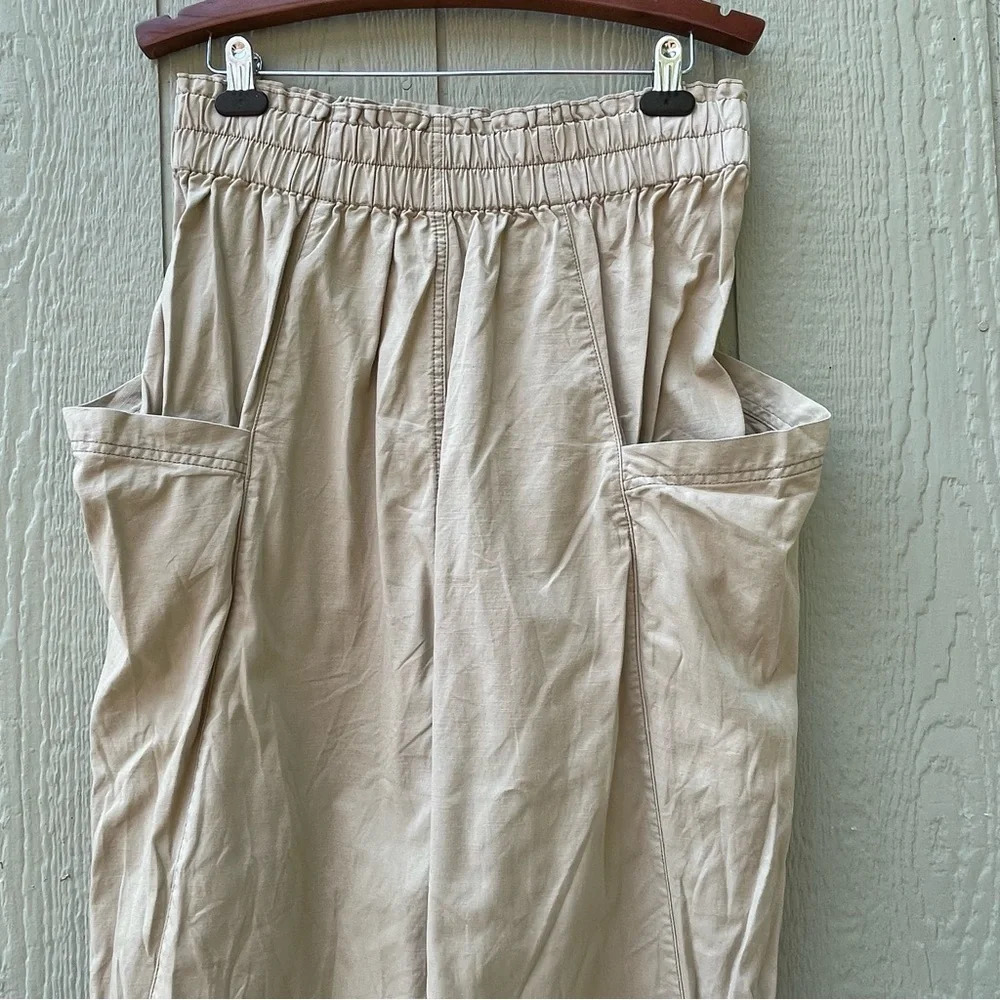 Free People Pants Womens L‎ Begie Ready to Run Cinch-Waist OB1235398 Parchment